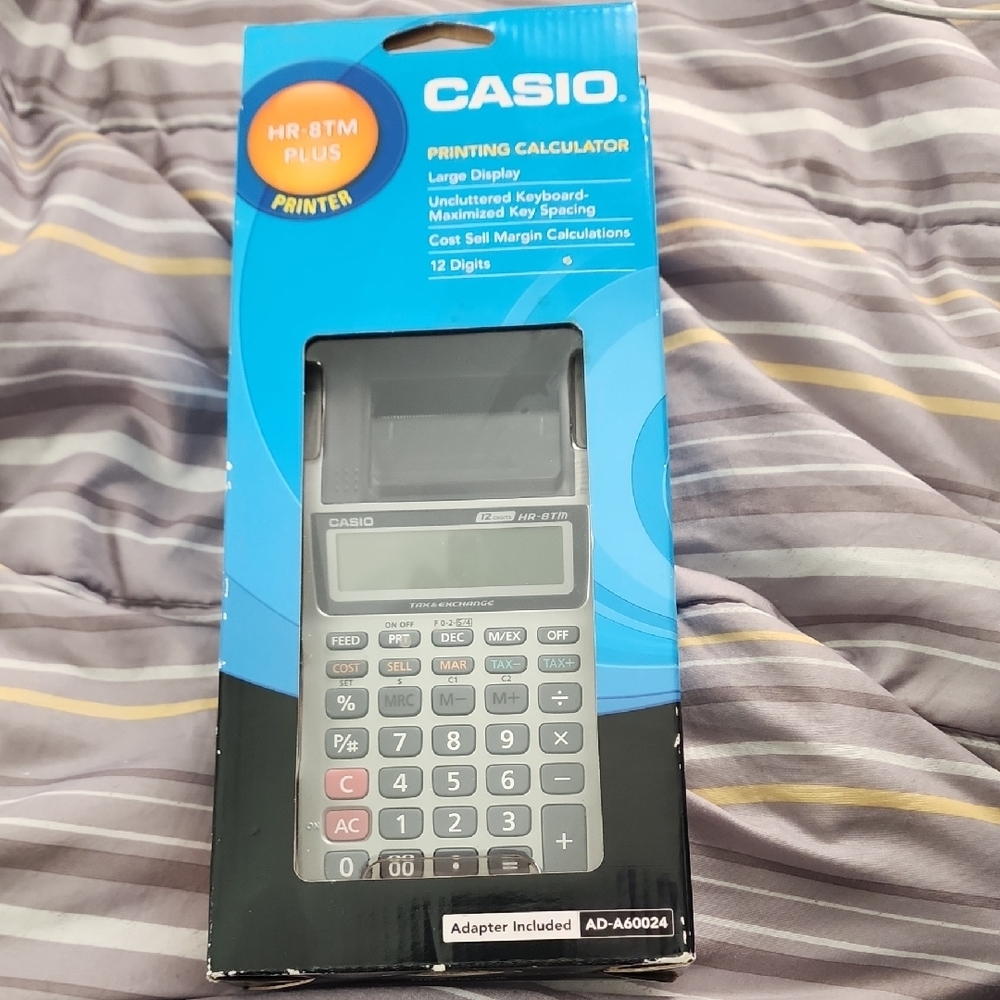 Casio HR-8TM Plus Blue and Black Printing Calculator